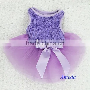Lavender Rosettes Elegant Rose Purple Tutu Small Dog Clothes Party Dress XS-L thumbnail-1