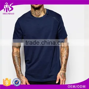 Guangzhou Shandao New Arrival 180g 100% Cotton With Shoulder Side Zipper Short Sleeve O-Neck Wholesale Blank T Shirts thumbnail-1