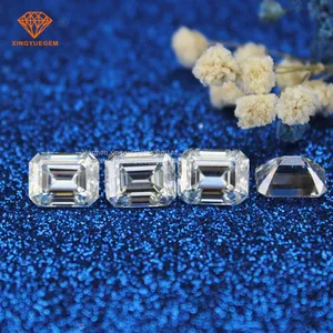 Cheapest Price 8mm 2CT Loose Gem Stones GH Color Emerald Fancy Cut Lab Created Moissanite Diamonds​ thumbnail-3