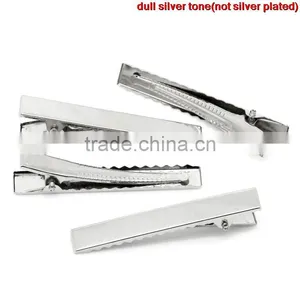 Cheap Wholesale Silver Tone Prong Style Barrettes Metal Hair Clips thumbnail-2