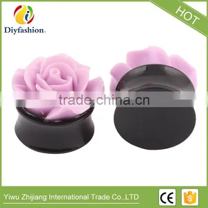 Hot Sell Colorful Rose Flower Acrylic Ear Plug Body Piercing thumbnail-2