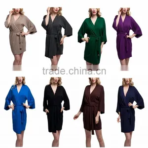 Cheap Cotton Short Kimono Modal Bathrobe thumbnail-1