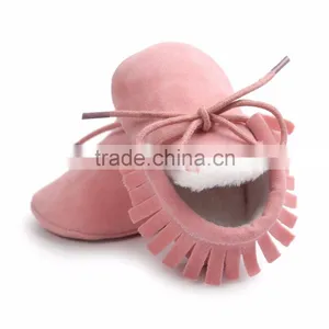 Toddler Baby Moccasins Winter Keep Warm With Fur Snow Lace up Baby Shoes thumbnail-4
