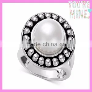 2015 Fashion Jewelry Silver Big Pearl Ring thumbnail-1