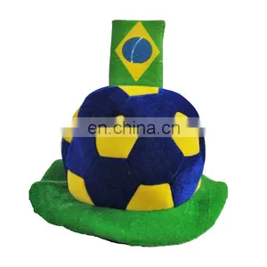 MCH-1234 Funny Velvet Brazilian Flag Color Football Match Fans Hat thumbnail-1