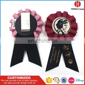 Wholesale Handmade Round Woved Satin Award Ribbon Rosette for Festival Celebration thumbnail-6