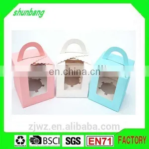 2015 Folding Art Paper White Color Paper Cake Box With Clear Pvc Window thumbnail-1