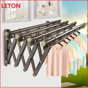 Wall Mounted Telescopic Push Clothes Drying Rack thumbnail-2