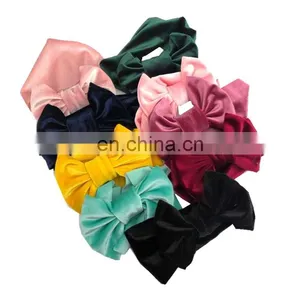 Girls Christmas Soft Bow Knot Turban Hair Bands Baby Hair Accessories for Children Velvet Bow Headwear Gifts Props thumbnail-2