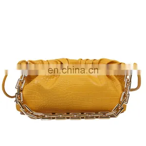 Women Pleated Cloud Handbags, Gold Chain Shoulder Bag Luxury Pure Color Ruched Hobos Lady Dumpling Wrinkled Crossbody Bags/ thumbnail-2