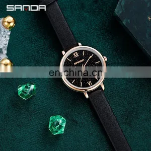 Sanda P1055 Vintage Women Quartz Wristwatch Set Stainless Steel Mesh Analog Simple Design Western Watches Ladies thumbnail-4