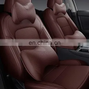 Car Conversion Interior Accessories Burgundy Memory Foam Imitation Fiber Leather Car Mat and Seat Cover Supplier in China thumbnail-1