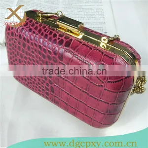 PU Clutch Snap Lock Bag With Hidden Chain thumbnail-1