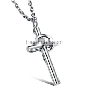 Titanium Steel Jewelry Wholesale Love Touching the Cross Titanium Steel Couples Necklaces With Pure Steel thumbnail-1