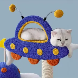 Factory Latest Fabric Spaceship Cat Toy With Nest and Scratcher Tower House Cat Climbing for Large Medium Size Cat thumbnail-5