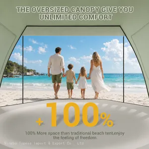 Beach Tent Sun Shelter With Canopy, 4-5 Person Pop Up Beach Tent, Easy Setup UPF 50+ UV Protection Double Silver Coating Beach Sun Shade Shelter thumbnail-3