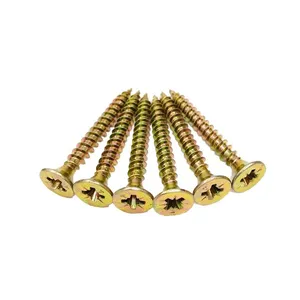C1022A Carbon Steel Wood Screws With Ruspert Coating for MDF Plywood Double Countersunk Half Thread High Torque thumbnail-1