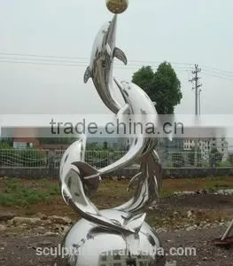 Stainless Steel Dolphins Modern Metal Sculptures thumbnail-1