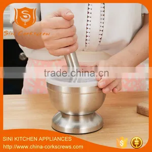Stainless Steel Garlic Pugging Pot Garlic Pounder Crusher Mortar and Pestle Pedestal Bowl thumbnail-2
