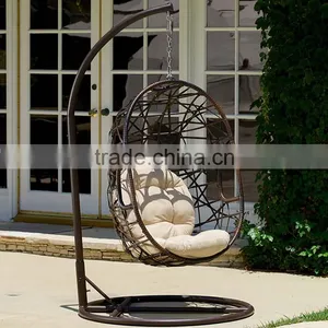 Curved Design Single Cane Patio Outdoor Balcony Wicker Bedroom Rattan Hanging Adult Egg Swing Chair thumbnail-2