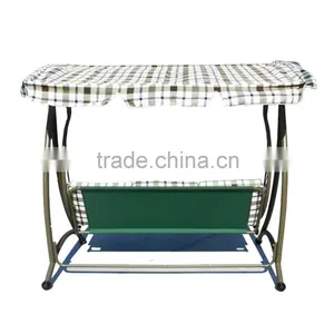 Hot Sale Country Style Fresh Plaid Stripes Outdoor Patio Swing Chair Garden Iron Swing thumbnail-4