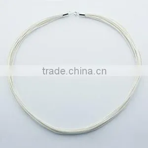 White Cotton Sterling Silver Choker Necklace 12 Strands thumbnail-1