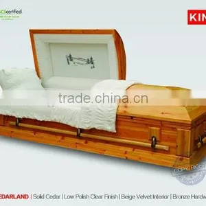 Solid Mahogany Wood Casket Full Couch Funeral Product CEDARLAND Chinese Solid Wood Casket thumbnail-1