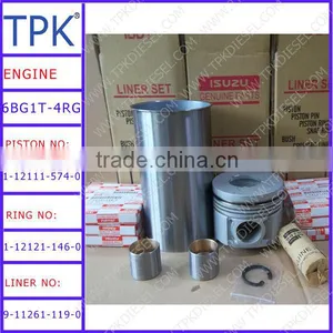 Isuzu 6BG1T Liner Set, Piston Kit 1-12111-574-0, Ring Set 1-12121-146-0 5-12121-009-0, Sleeve 9-11261-119-0 thumbnail-1