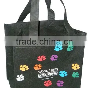 Black Eco Friendly Foot Print Design Non Woven Bag With Handle thumbnail-1
