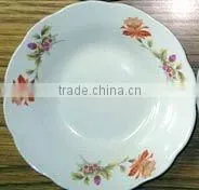 Daily Use White Ceramic Porcelain Fruit Plate With Cut Edge / Ceramic Fruit Plate With Flower Design thumbnail-1