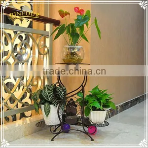 3 Layers Wrought Iron Planters Round Foldable Plant Stand thumbnail-1