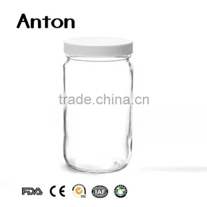 32g Capacity 8oz Glass Cosmetic Jar With White Plastic Lid for Body Cream thumbnail-1