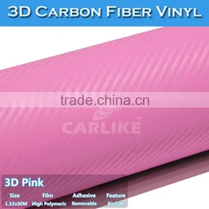 1.52x30M Air Bubbles Free Pink Color Carbon Fiber Car Vinyl Wrap thumbnail-3