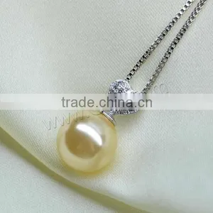 10mm Golden With Brass Golden South Sea Pearl Pendant thumbnail-1