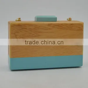 New Fashion Women Wooden Bag Box Bags Female Wood Clutch Bag Ladies Handbag Small Day Clutch Hollow Out Evening Bags thumbnail-3