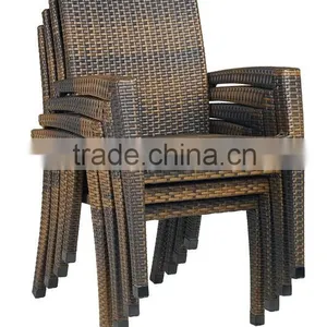Synthetic Rattan Furniture Dining Set Includes Six Chairs and Dining Table With Teak Wood Table Top thumbnail-3