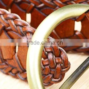2015 Hot Design Lady Belts Brown Fashion Braided Leather Belt thumbnail-3
