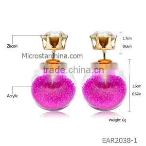 IN STOCK Korean Style Popular Double Glass Ball Stud Candy Color Pearl Earrings thumbnail-2