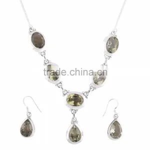 925 Sterling Silver Jewelry Wholesale Women Jewelry Necklace and Earrings Set thumbnail-1