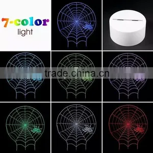 3D Optical Illusion Spider Web Night Lamp Night Light 10 Colorful LEDs Ultra-thin Acrylic Light Panel AA Battery or DC 5V thumbnail-1