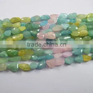 NATURAL FACETED MULTI COLOUR AQUAMARINE TUMBLE SHAPE BEADS thumbnail-1
