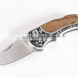 OEM New Design 440C Stainless Steel Pocket Knife With Wood thumbnail-1
