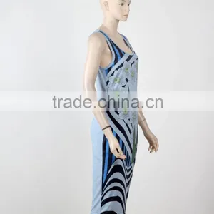 Western Style Formal Jersey Dresses Women Sleeveless Summer Printed Dresses 2016 thumbnail-2