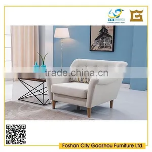 Modern Nordic Style Wooden Legs Sofa Furniture Button Tufted Fabric Upholstered Sofa Set thumbnail-2