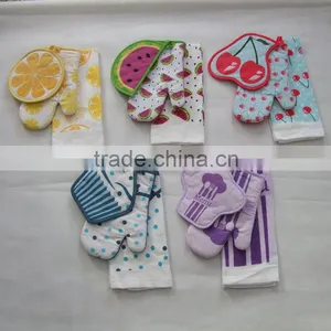 Customized Silk Screen Printed Oven Glove Set Work Glove Pot Holder Set thumbnail-4