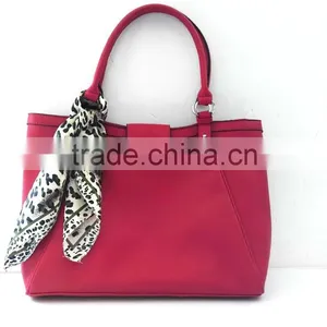 Red Tote Bag With Silk Kerchief thumbnail-1