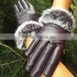 Korea Style Full Finger PU Material Winter Keep Warm and Velvet Cycle Gloves for Woman thumbnail-3