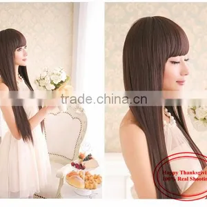 Neat Bang Shave Hair High Temperature Silk Fluffy Long Straight Wig Set Of Spot Female Wig thumbnail-6