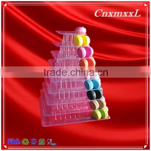 Unique 9 Tiers Clear Plastic Macaron Tower Macaron Stand thumbnail-3
