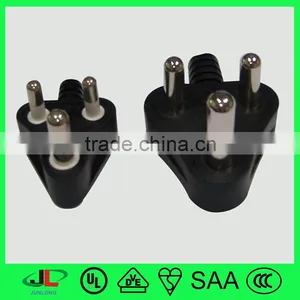 India Certificated Braided Copper Wire With 3 Round Pin Ringt Angle Power Plug, 6A 250V ac Eletrical Plug thumbnail-1